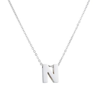 RVS Letter N Ketting - Kleur Zilver