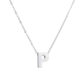 RVS Letter P Ketting - Kleur Zilver 