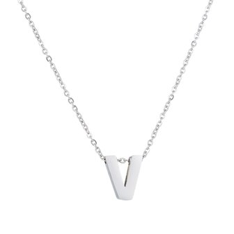 STAINLESS STEEL LETTER V NECKLACE - Color Silver