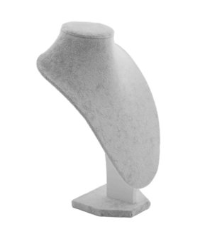 DISPLAY HALS GRIJS FLUWEEL 30CM HOOG