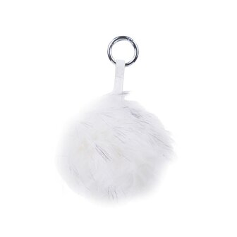 BAG-KEYCHAIN FLUFF BALL SNOW WHITE