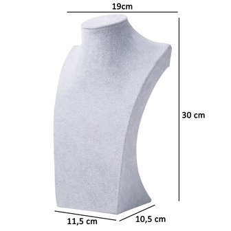 Display Hals Grijs Fluweel 30cm Hoog
