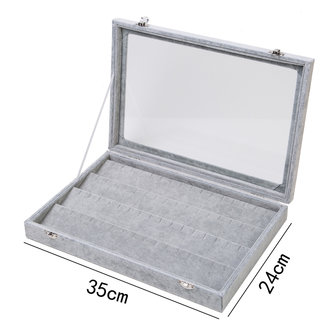 64 Necklaces/pendants jewellery case velvet gray