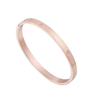 ARMBAND STAINLESS STEEL Kleur Ros&eacute; Goud met Zirkonia