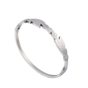 ARMBAND STAINLESS STEEL Kleur Silver - LEAF Bangle