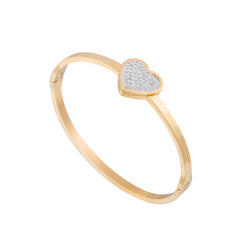 ARMBAND STAINLESS STEEL Kleur Goud - Hart met Zirkonia