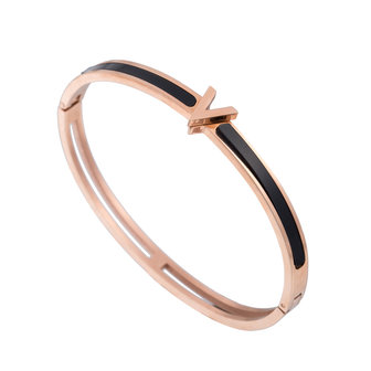 ARMBAND STAINLESS STEEL Kleur Ros&eacute; Goud - &#039;V&#039; Bangle