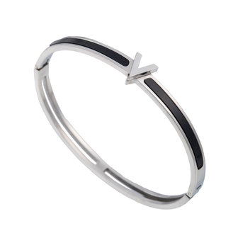 ARMBAND STAINLESS STEEL Kleur Silver - &#039;V&#039; Bangle