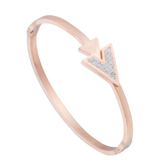 ARMBAND STAINLESS STEEL Kleur  Ros&eacute; Goud - &#039;V&#039; Zirkonia