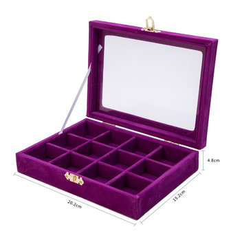 BOX DISPLAY CASE VELVET 12 VAKS Purple