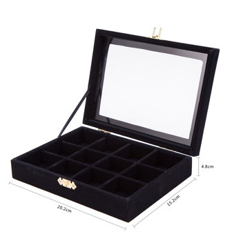  Box Display case Velvet 12 Vaks Black color