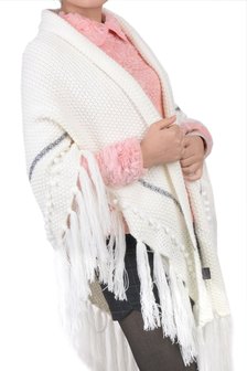 Licht Roze poncho/omslagdoek met ster 200x90 cm