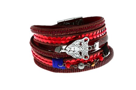 Lederen Ibiza Armband Rood