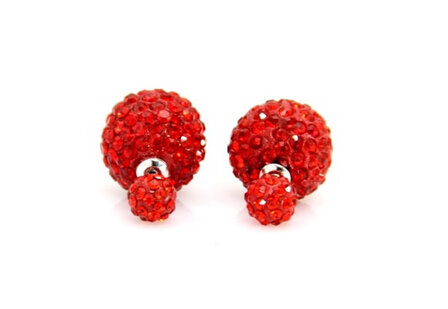 Drop Earrings Red Rhinestone