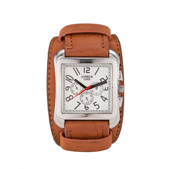 AMBER TIME - Leather Watch - Thick Band - 5cm Wide