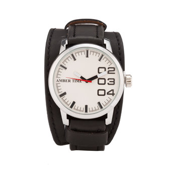 Leren Horloge - Dikke Band - 5cm Breed - Zwart