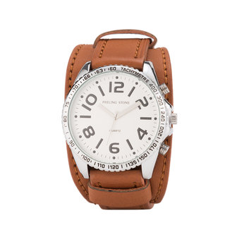 Leren Horloge - Dikke Band - 5cm Breed - Bruin