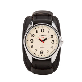 Leren Horloge - Dikke Band - 5cm Breed - Zwart