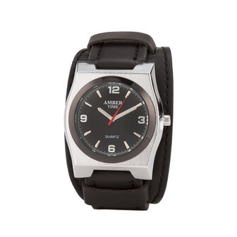 Leren Horloge - Dikke Band - 5cm Breed - Zwart