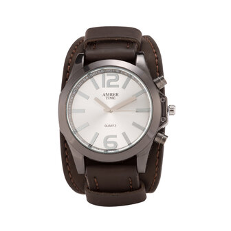 Leren Horloge - Dikke Band - 5cm Breed - Bruin