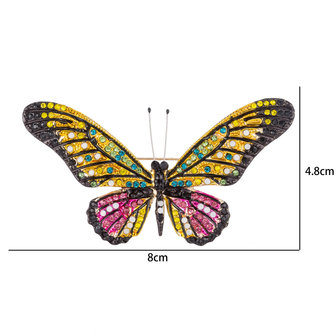 Vlinder Speld-Broche met Gekleurde Zirkonia 