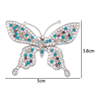 Vlinder Speld-Broche met Gekleurde Zirkonia 