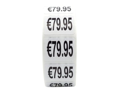 Prijs stickers &euro;79,95 500 stk - 2 cm Breed x 1,5 cm Hoog