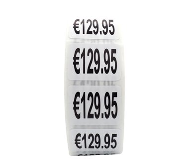 Prijs stickers €129,95 500 stk - 2 cm Breed x 1,5 cm Hoog