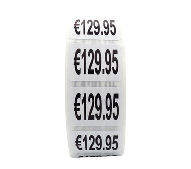 Prijs stickers &euro;129,95 500 stk - 2 cm Breed x 1,5 cm Hoog