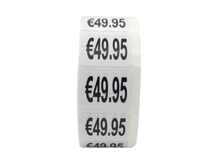 Prijs stickers €49,95 500 stk - 2 cm Breed x 1,5 cm Hoog