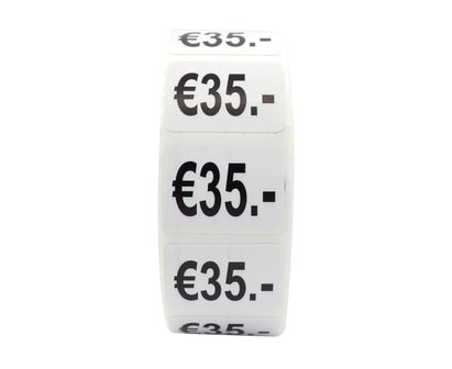 Prijs stickers &euro;35 500 stk - 2 cm Breed x 1,5 cm Hoog
