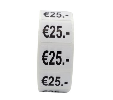 Prijs stickers €25 500 stk - 2 cm Breed x 1,5 cm Hoog