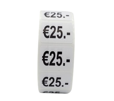 Prijs stickers &euro;25 500 stk - 2 cm Breed x 1,5 cm Hoog