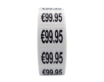 Prijs stickers &euro;99,95 500 stk - 2 cm Breed x 1,5 cm Hoog