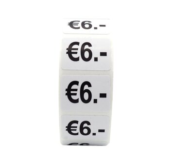 Prijs stickers &euro;6 500 stk - 2 cm Breed x 1,5 cm Hoog