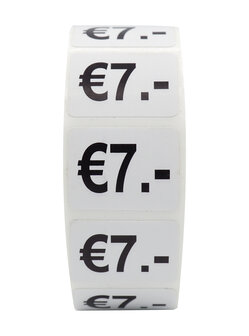 Prijs stickers &euro;7 500 stk - 2 cm Breed x 1,5 cm Hoog