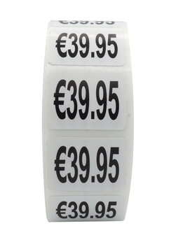 Prijs stickers &euro;39,95 500 stk - 2 cm Breed x 1,5 cm Hoog