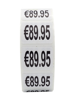 Prijs stickers &euro;89,95 500 stk - 2 cm Breed x 1,5 cm Hoog