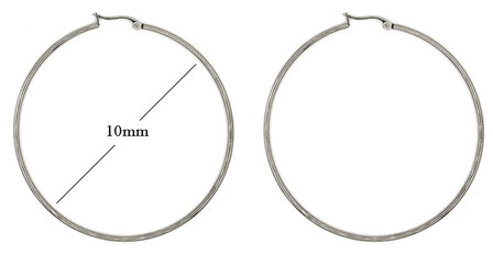 Statement Oorbellen - Stainless Steel Hoop Earrings - Zilver - Dia: 10mm