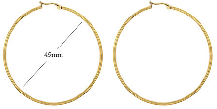 Statement Oorbellen - Stainless Steel Hoop Earrings - Gold - Dia: 45mm