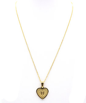 RVS Letter H Ketting met Hartje - Goud Kleur