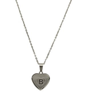  Stainless Steel Letter A Necklace with Heart - Gold Color