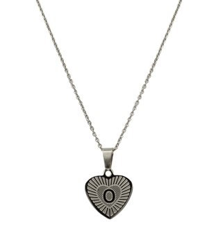 RVS Letter O Ketting met Hartje - Zilver Kleur