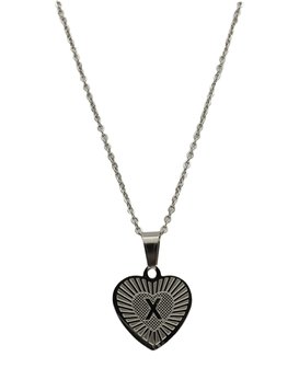 RVS Letter X Ketting met Hartje - Zilver Kleur