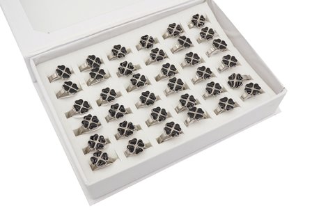 36 Stainless Steel Rings - Flower Design - Silver &amp; Black