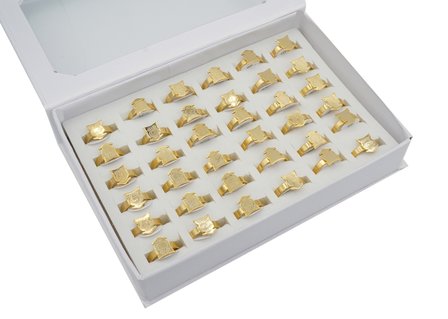  36 Stainless Steel Rings - with Bear Symbol - Gold