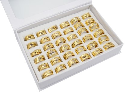 36 RVS Ringen - Dubbel Ring &#039;&#039; Love &#039;&#039; - Goud