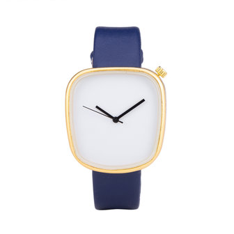 Leren Dames Horloge - Vierkant - Blauw