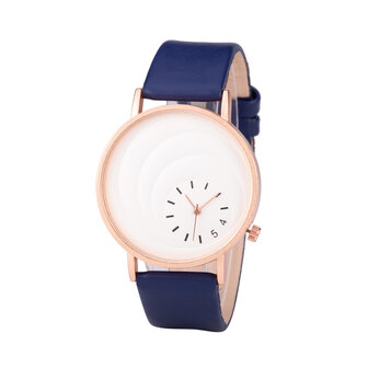 Leren Dames Horloge - Blauw &amp; Ros&eacute;