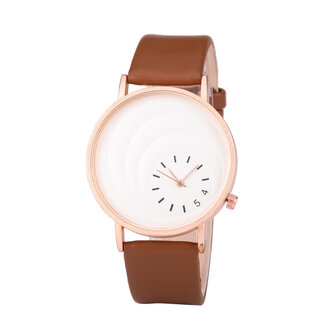 Leren Dames Horloge - Bruin &amp; Ros&eacute;